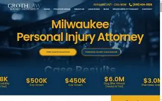 Groth Law Accident Injury Attorneys of Milwaukee website