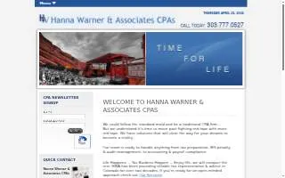 Hanna, Warner & Associates CPAs of Denver website