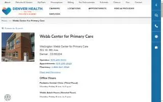Denver Health: Webb Wellington E. Center for Primary Care (Pavilion G) website