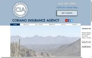 Coriano Insurance Agency website