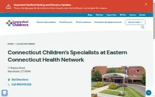 Connecticut Children's at Eastern Connecticut Health Network website