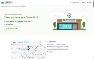 Acceptance Insurance of Cleveland website