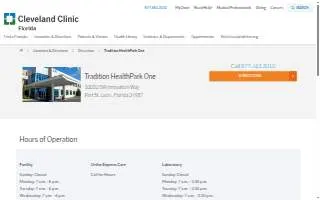 Tradition HealthPark One website