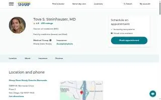 Tova Steinhauser, MD - Sharp Rees-Stealy Genesee website