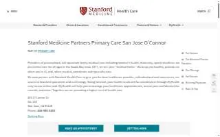 Stanford Medicine Partners Primary Care San Jose O'Connor website