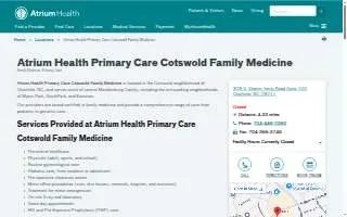 Atrium Health Primary Care Cotswold Family Medicine website