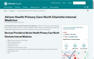 Atrium Health Primary Care North Charlotte Internal Medicine
