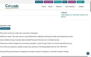 Denver Family Medicine website