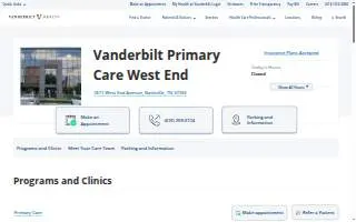 Vanderbilt Primary Care West End website