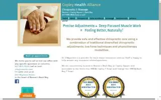 Copley Health Alliance Chiropractic & Massage website