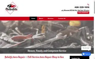 Reliable Auto Repair of San Jose website