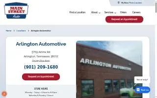 Arlington Automotive - a Main Street Auto shop of Memphis website