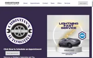Christian's Automotive and Tire website