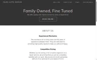 Isles Auto Repair website