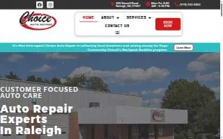 Choice Auto Repair of Raleigh website