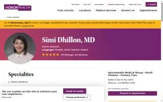 Simi Dhillon, DO website