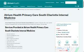 Atrium Health Primary Care South Charlotte Internal Medicine