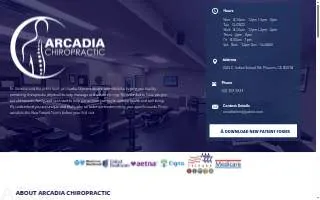 Arcadia Health & Wellness Chiropractic website