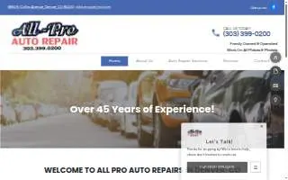 All Pro Auto Repair of Denver website