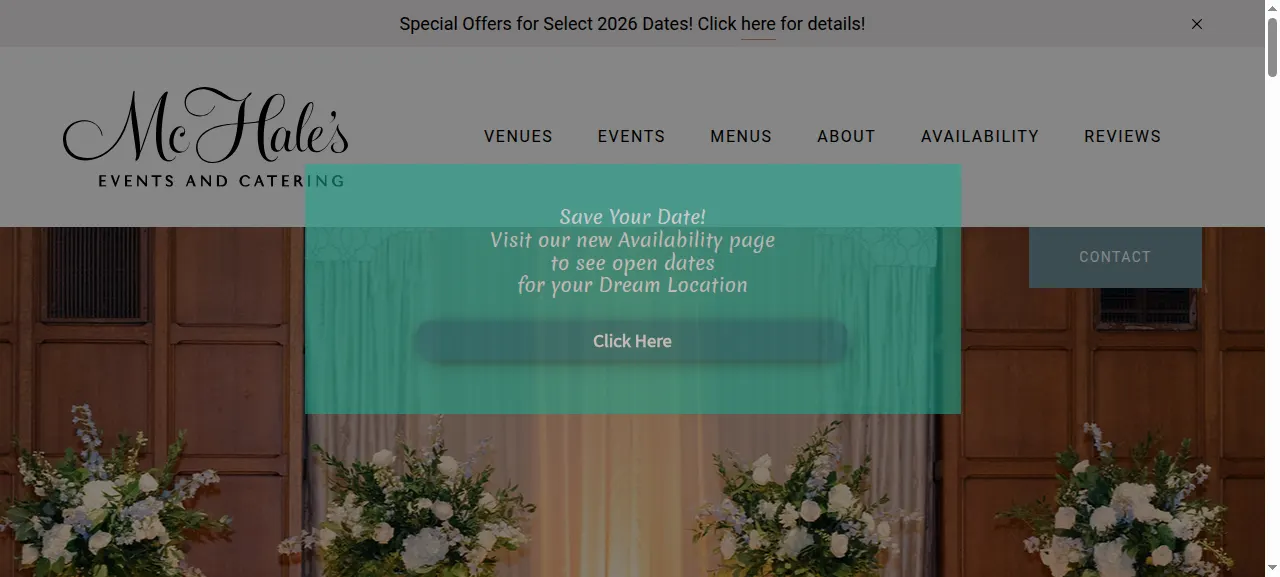 McHale's Events and Catering website