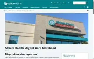Atrium Health Urgent Care of Charlotte website