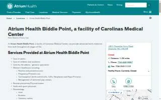 Atrium Health Biddle Point website