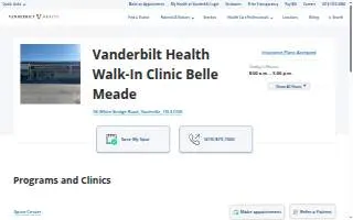 Vanderbilt Health Walk-In Clinic Belle Meade website