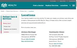 Southwest Mesa Clinic of Albuquerque website