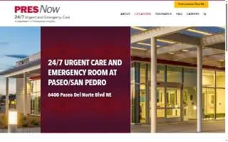 PRESNow 24/7 Urgent and Emergency Care - Paseo of Albuquerque website