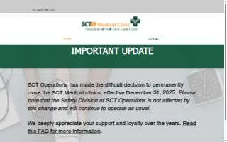 SCT Medical Clinic website