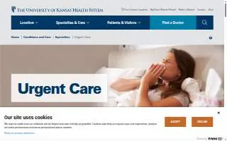 The University of Kansas Health System Urgent Care website