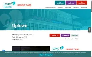 LCMC Health Urgent Care - Uptown website