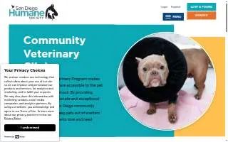 San Diego Humane Society Community Veterinary Program website