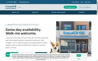 Livewell Animal Hospital of Austin website