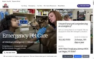 Veterinary Emergency + Critical Care website