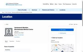 Hackensack Meridian Mountainside Medical Center website