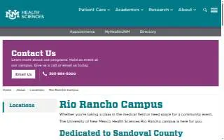 UNM Health Sciences Rio Rancho Campus website