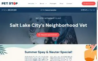 Pet Stop Veterinary Clinic website