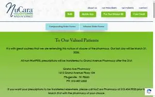 NuCara Pharmacy Austin website