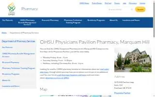 OHSU Physicians Pavilion Pharmacy, Marquam Hill website
