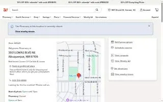 Walgreens Pharmacy of Albuquerque website