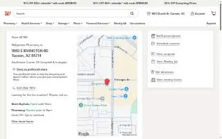 Walgreens Pharmacy of Tucson website