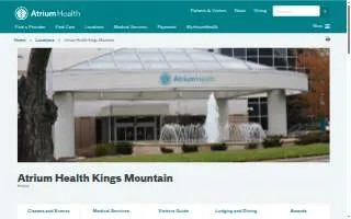 Atrium Health Kings Mountain website