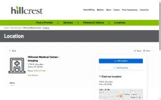 Hillcrest Medical Center - Imaging website