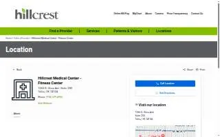 Hillcrest Medical Center - Fitness Center website