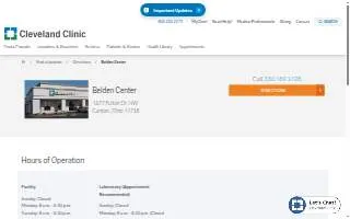 Cleveland Clinic Belden Center website