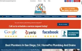 HomePro Plumbing and Drains website