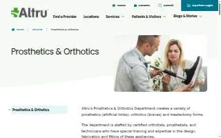 Altru's Prosthetic & Orthotic Department website