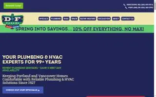 D&F Plumbing, Heating and Cooling of Portland website