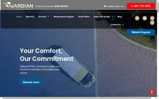 Guardian HVAC LLC, DBA Guardian Heating and Air website